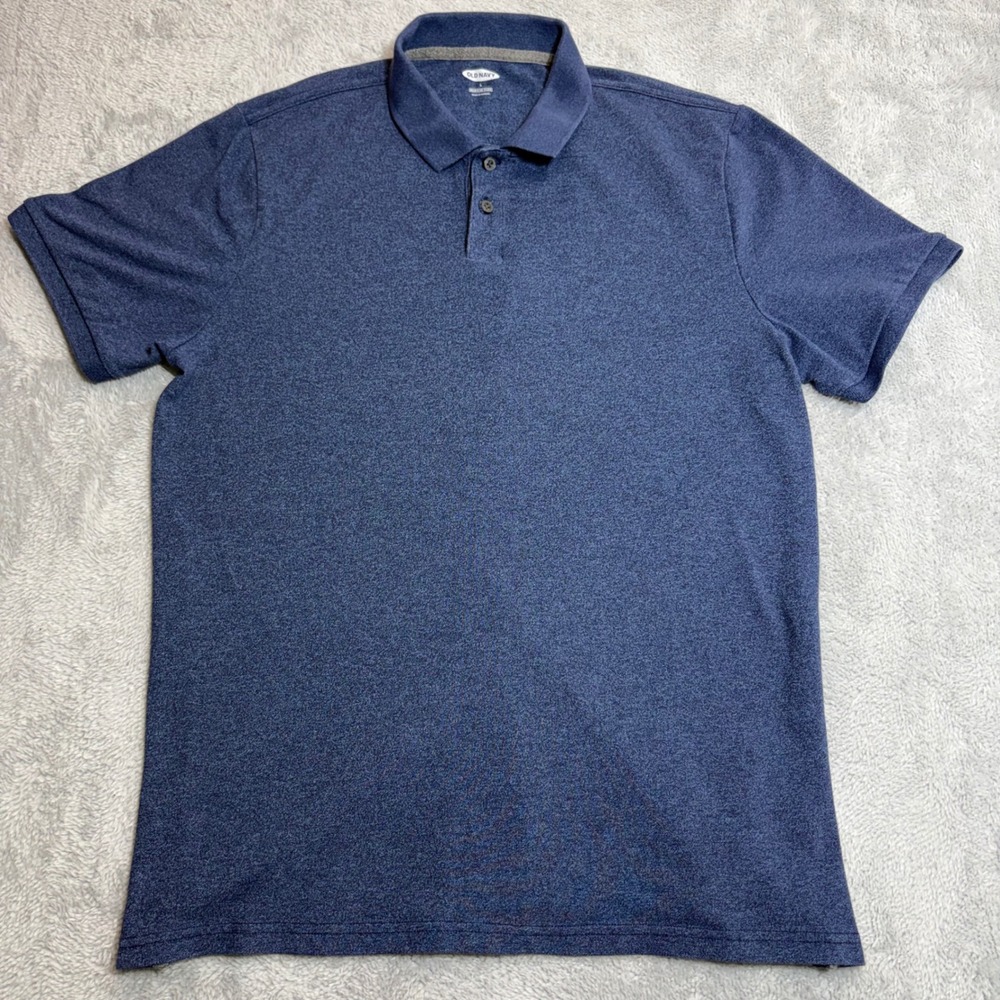 Old Navy Polo Shirt Mens L Blue Built-In Flex Heathered Short Sleeve Stretch
